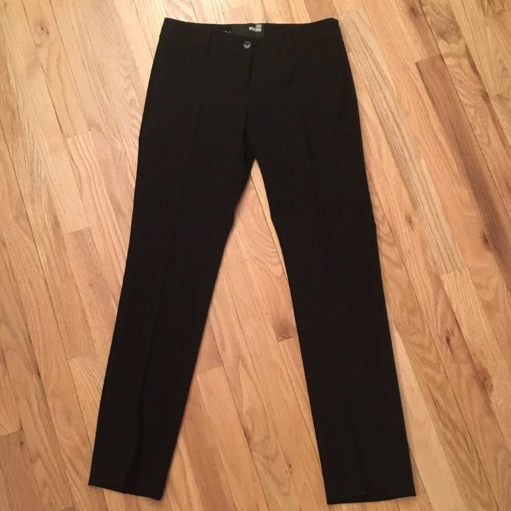 LOVE MOSCHINO wool blend black dress pants 4